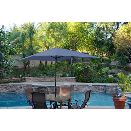 Propation 6.5 x 10 ft. Aluminum Patio Market Umbrella Tilt with Crank - Blue Fabric & Black Pole PR1081274